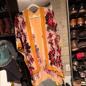 Velvet Peach and Gold Kimono